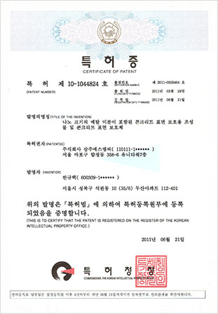 특허증 - 나노메탈콘트리트표면보호제(10-1044824)